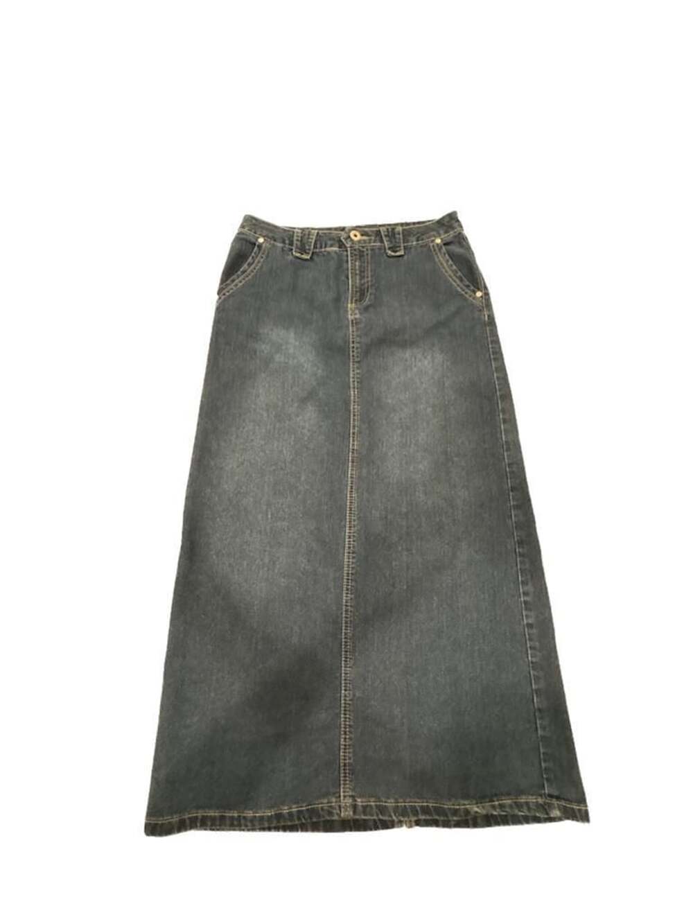 Baccini Womens Stretch Denim Maxi Skirt Size 4 Long Blue Pencil Style